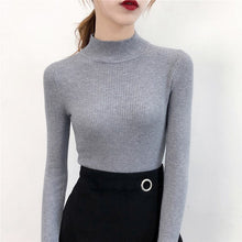 Load image into Gallery viewer, Plain Pullovers Turtleneck Sweater Women Slim knitted Shirt Winter Black Sweaters Long Sleeve Tops Female High Neck Base Jumper