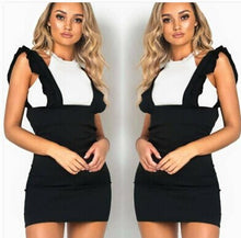 Load image into Gallery viewer, Goocheer Womens Bodycon Check Dog Tooth Frill Pinafore Ruffle Dress Bodycon Mini Sexy Skirt
