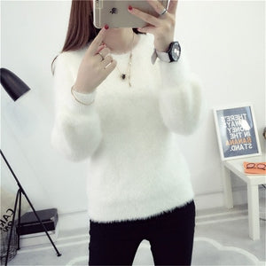 Women Candy Colors Sweaters Fashion Autumn Winter Warm Mohair