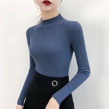Load image into Gallery viewer, Plain Pullovers Turtleneck Sweater Women Slim knitted Shirt Winter Black Sweaters Long Sleeve Tops Female High Neck Base Jumper
