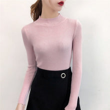 Load image into Gallery viewer, Plain Pullovers Turtleneck Sweater Women Slim knitted Shirt Winter Black Sweaters Long Sleeve Tops Female High Neck Base Jumper
