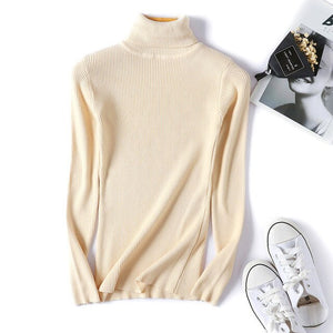 Plain Pullovers Turtleneck Sweater Women Slim knitted Shirt Winter Black Sweaters Long Sleeve Tops Female High Neck Base Jumper