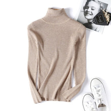 Load image into Gallery viewer, Plain Pullovers Turtleneck Sweater Women Slim knitted Shirt Winter Black Sweaters Long Sleeve Tops Female High Neck Base Jumper
