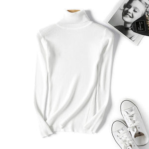 Plain Pullovers Turtleneck Sweater Women Slim knitted Shirt Winter Black Sweaters Long Sleeve Tops Female High Neck Base Jumper