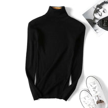 Load image into Gallery viewer, Plain Pullovers Turtleneck Sweater Women Slim knitted Shirt Winter Black Sweaters Long Sleeve Tops Female High Neck Base Jumper
